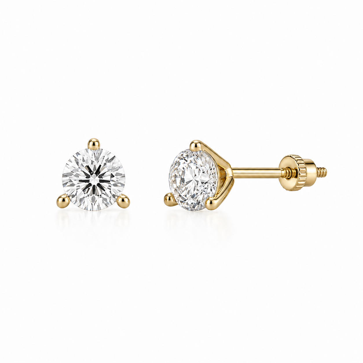 Pendientes Martini con diamantes de laboratorio de 2 ct en oro amarillo de 18K