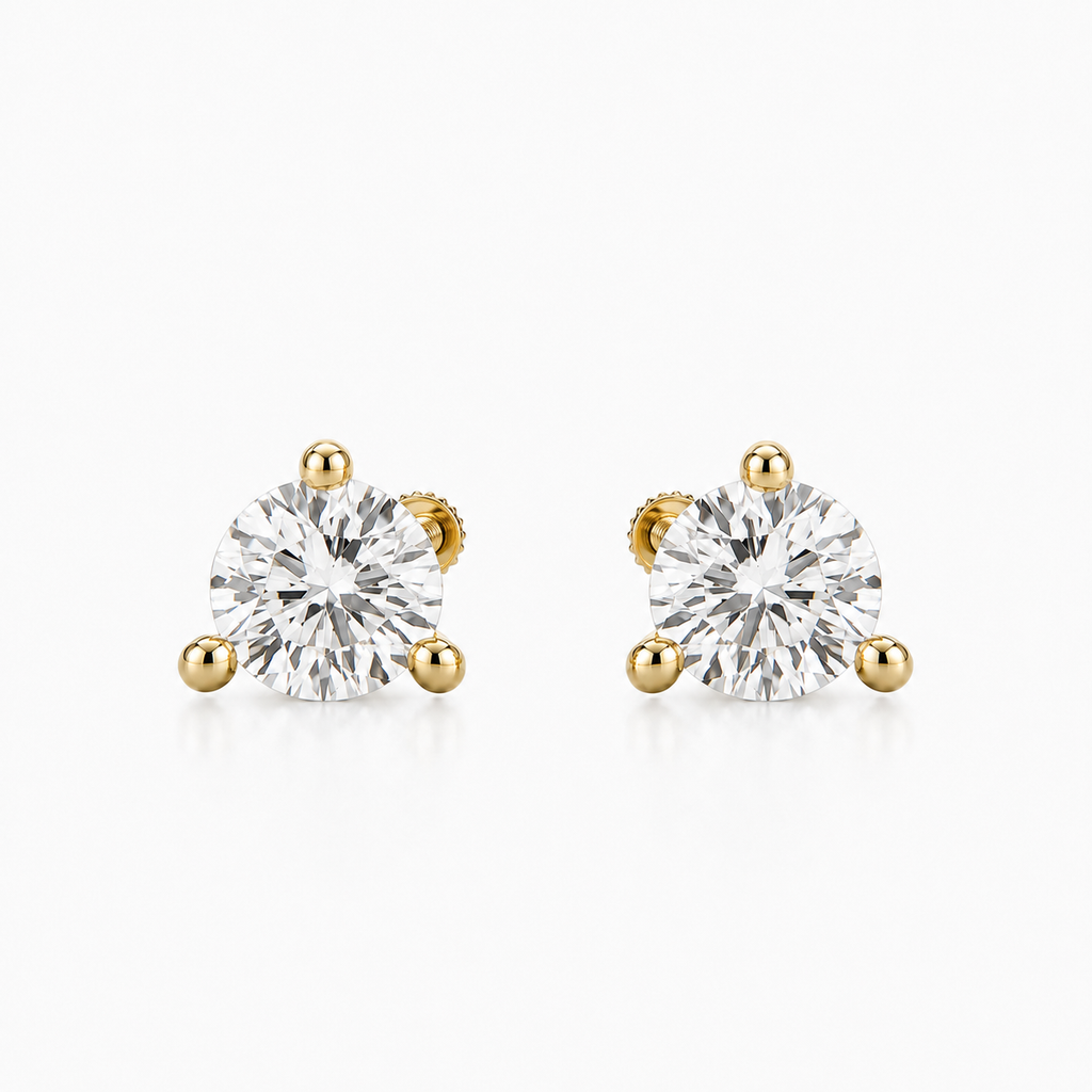 Pendientes Martini con diamantes de laboratorio de 2 ct en oro amarillo de 18K